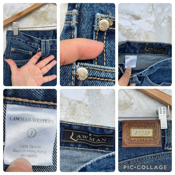 Lawmen Embroidered Bootcut Jeans Sz 7 Floral - Picture 16 of 16